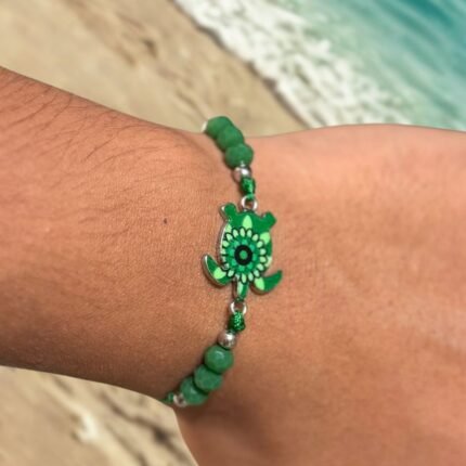 سوار السلحفاة الأخضر الزمردي - تصميم الماندالا